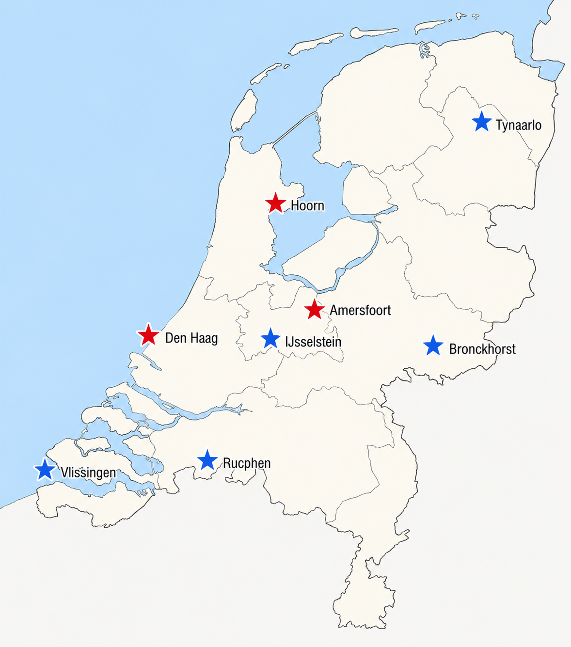 Landkaart RIONED In De Buurt Bijeenkomsten